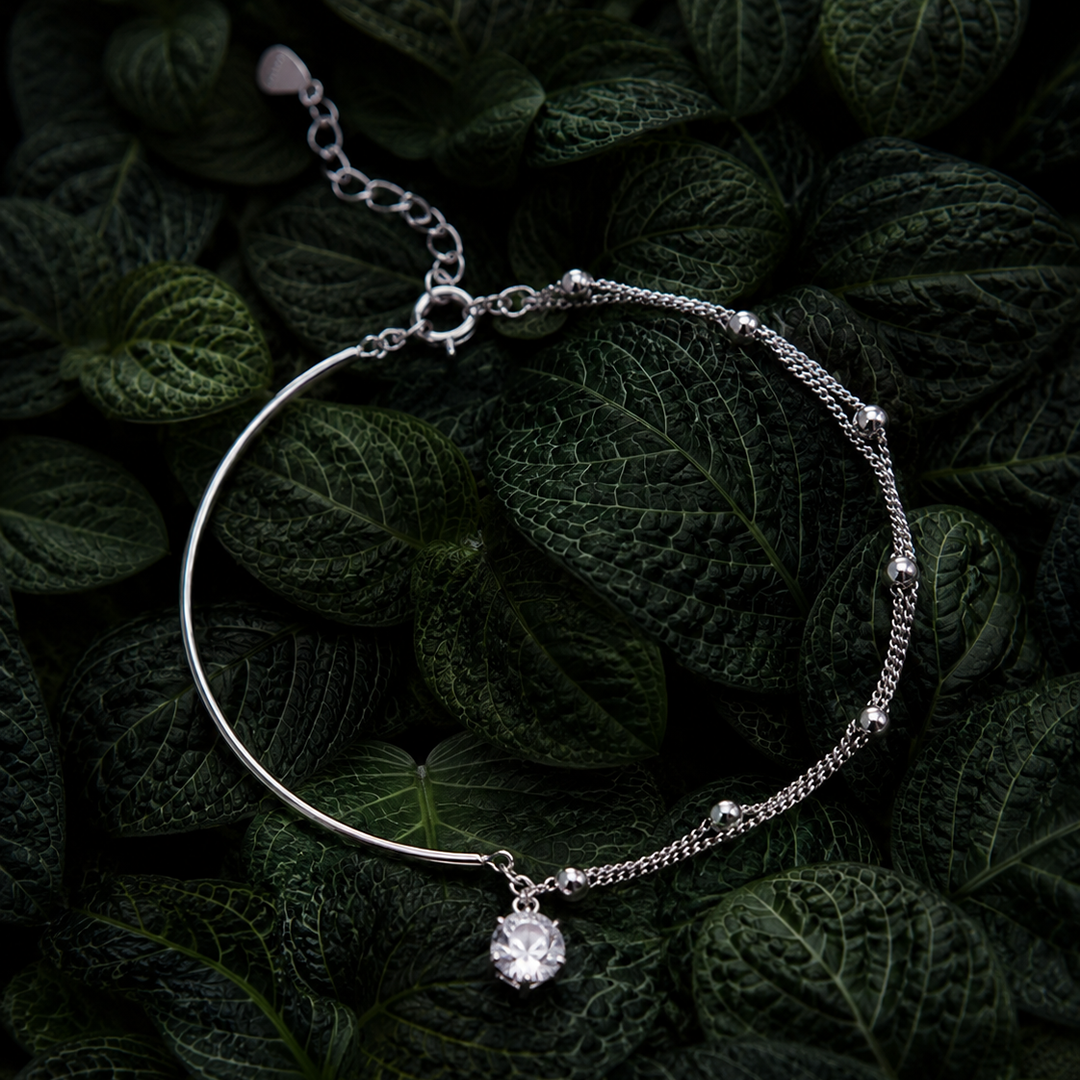 The One Bracelet — Silver CZ Solitaire & Chain