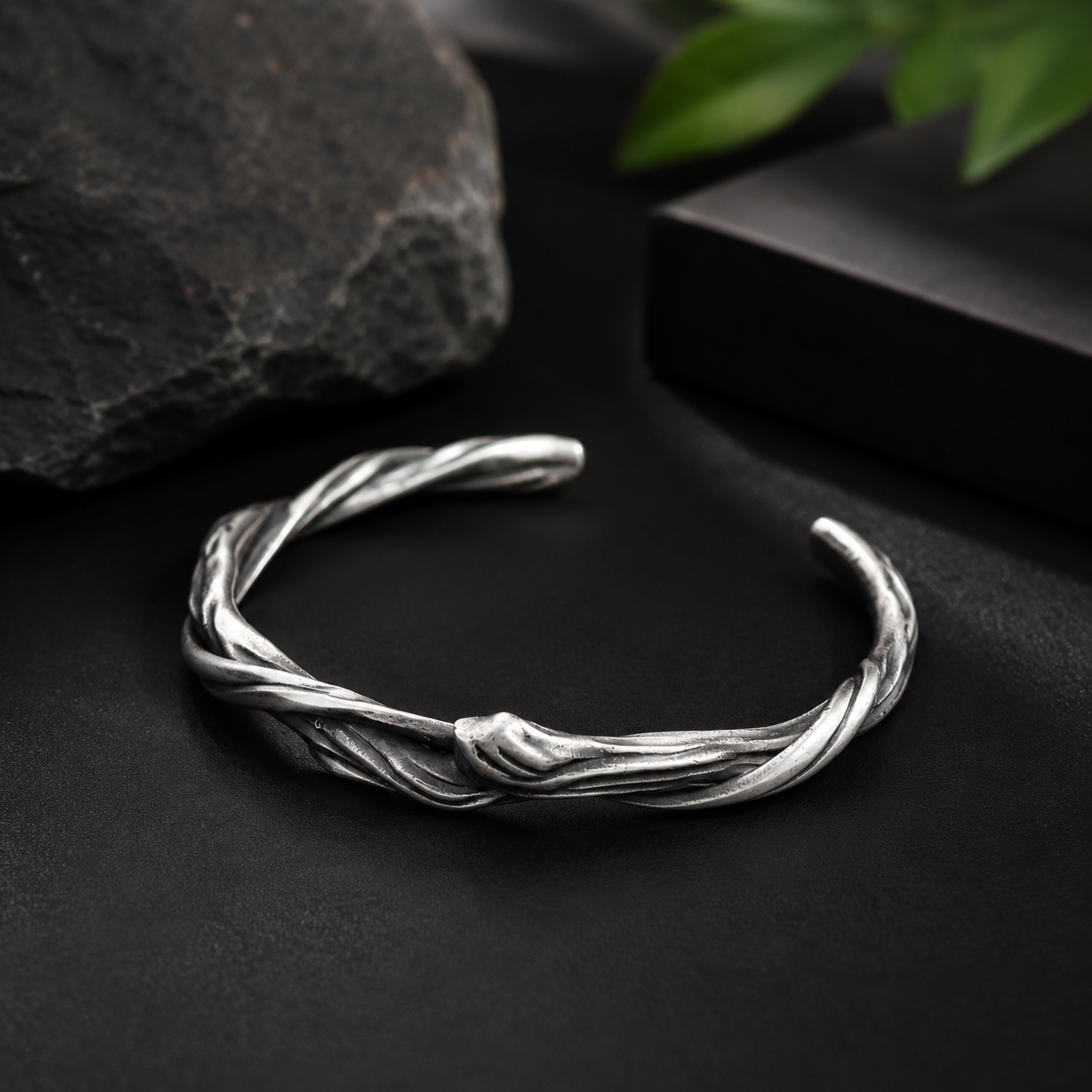 Triveni Cuff - Oxidised Silver Cuff Bracelet