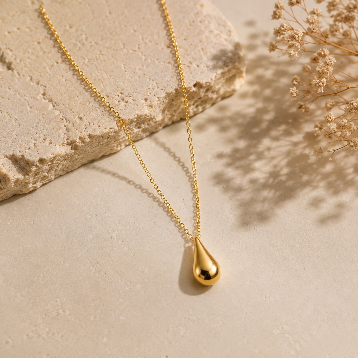 The Moon Drop - Gold Teardrop Necklace