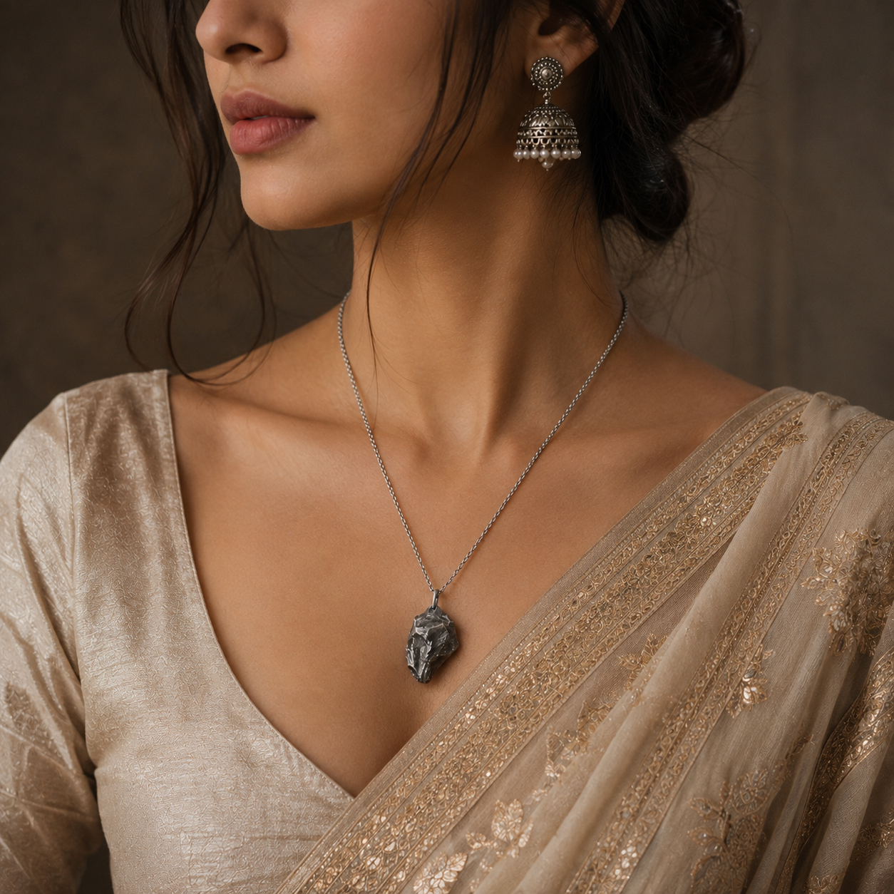Shiv Bhakt Pendant with Chain — Raw Stone