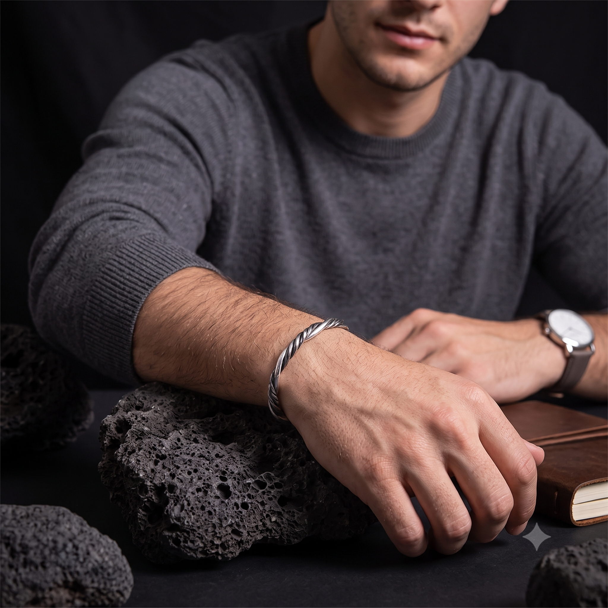 The Twisted Kada — Oxidised Silver Cuff Bracelet