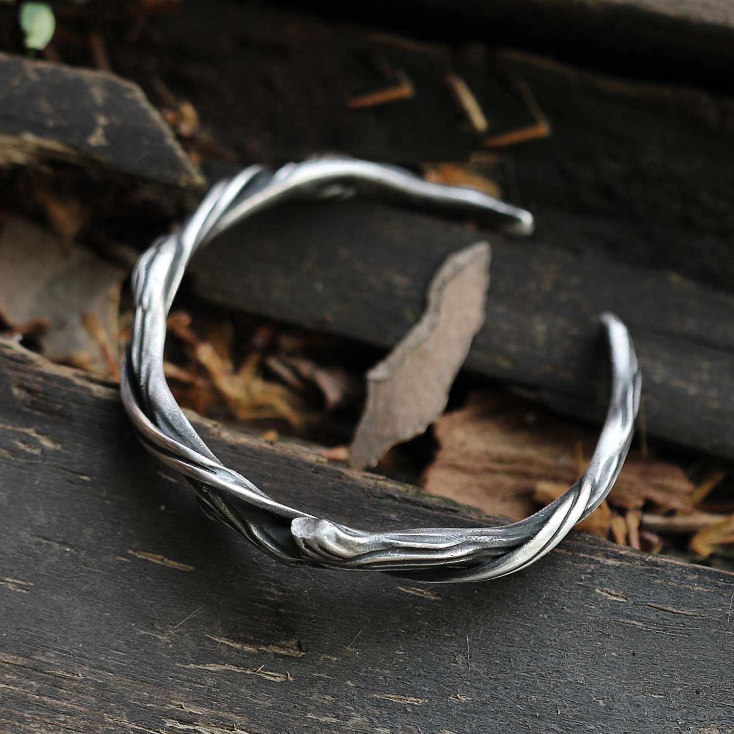 Triveni Cuff - Oxidised Silver Cuff Bracelet