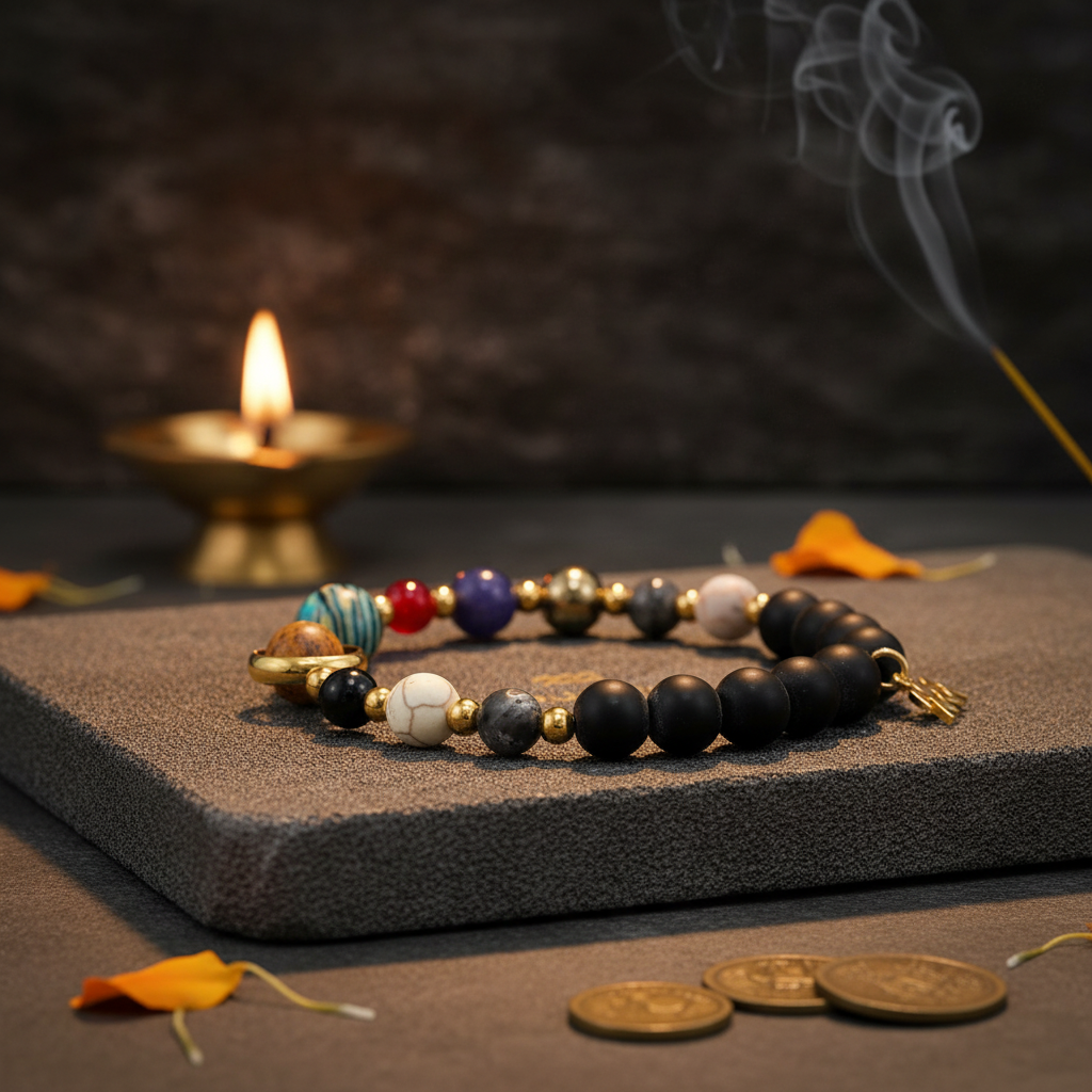 Aquarius Galaxy Bracelet — Solar System Beads with Star Charm