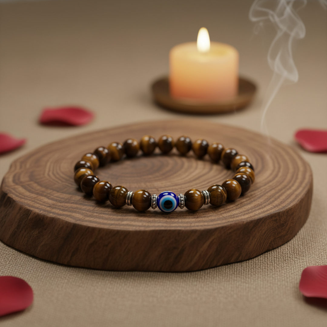 Evil Eye Tiger Eye Bracelet — Good Luck & Protection