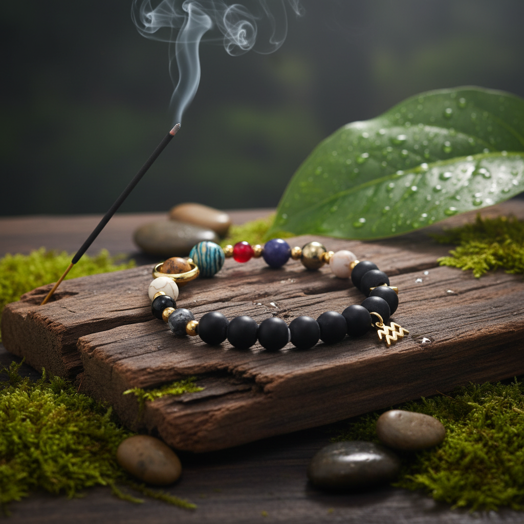 Navgrah Bracelet — 9 Planet Stones & Solar System Charm