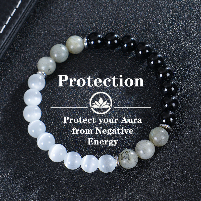 Aura Protection Bracelet — Cat's Eye, Labradorite & Black Onyx