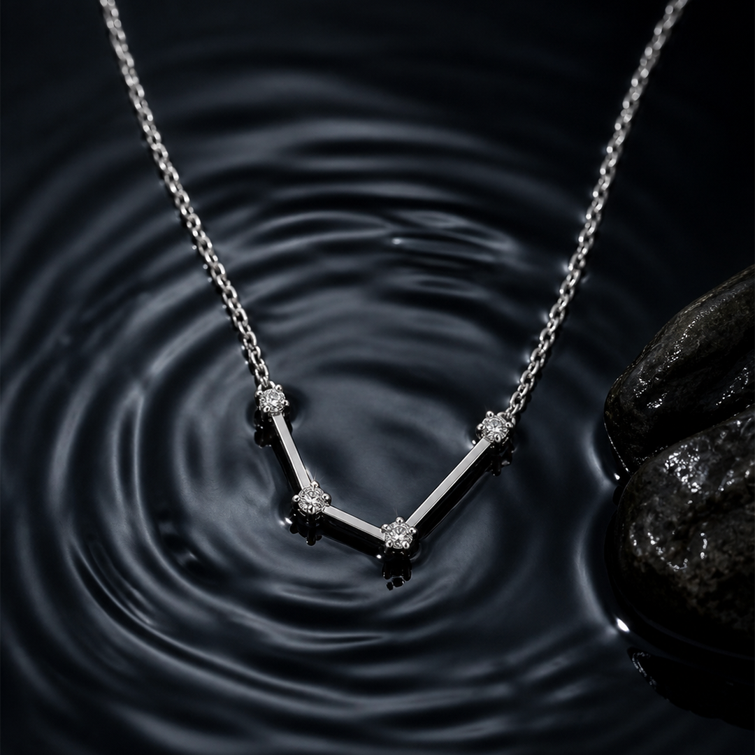 Minimalist Constellation Zircon Necklace — Silver-Tone