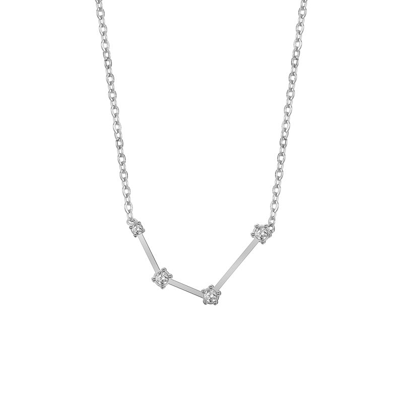 Minimalist Constellation Zircon Necklace — Silver-Tone
